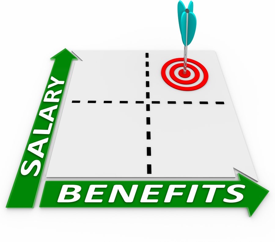 Graph with salary and benefits on the axis.